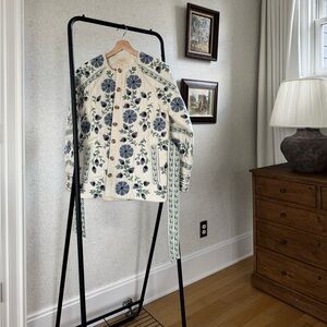 Sezane Floral Embroidered Sweater Jacket